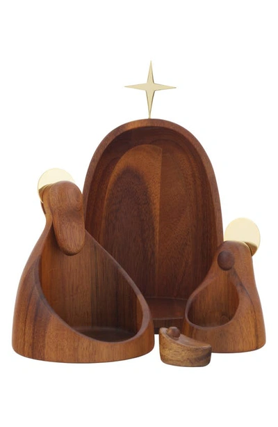 Nambe 4-piece Nesting Nativity Figurine Set In Brown