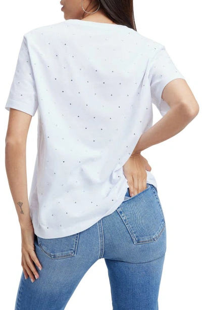 Shop Good American Crystal Embellished Cotton T-shirt In White001