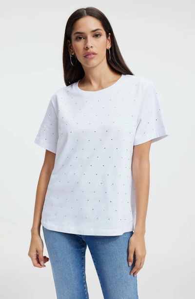 Shop Good American Crystal Embellished Cotton T-shirt In White001