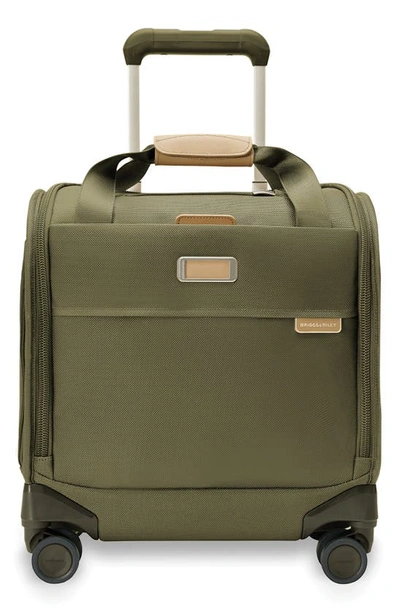 Shop Briggs & Riley Baseline Cabin Spinner Carry-on Bag In Olive