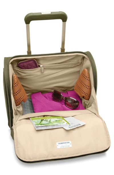 Shop Briggs & Riley Baseline Cabin Spinner Carry-on Bag In Olive