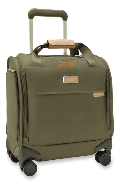 Shop Briggs & Riley Baseline Cabin Spinner Carry-on Bag In Olive