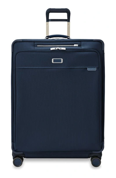 Shop Briggs & Riley Baseline Extra Large Expandable Spinner Suitcase In Navy