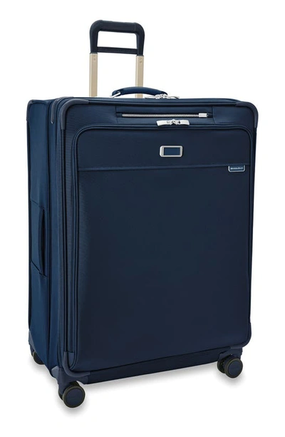 Shop Briggs & Riley Baseline Extra Large Expandable Spinner Suitcase In Navy