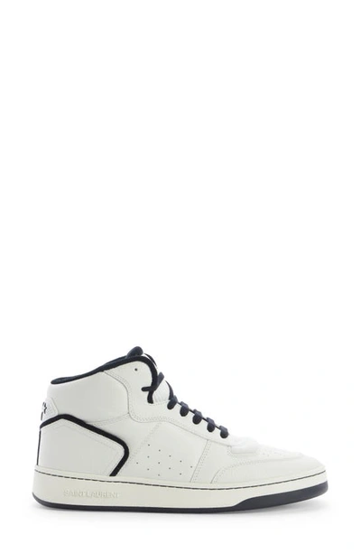 Shop Saint Laurent Sl/80 Mid Top Sneaker In Blanc Opt