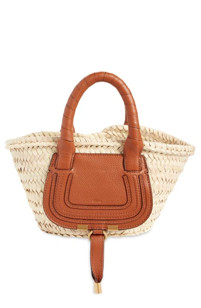 Chloé Small Marcie Panier Woven Palm Basket Tote In Tan | ModeSens