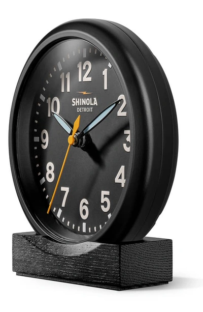 Shop Shinola Runwell 6 Desk Clock In Black/black