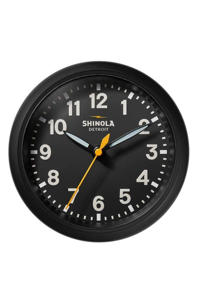 Shop Shinola Runwell 6 Desk Clock In Black/black