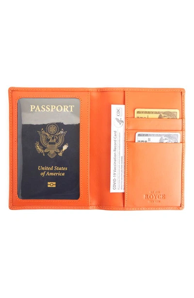 Royce New York Leather Vaccine Card & Passport Holder In Orange