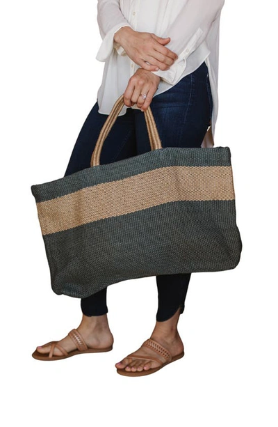 Will And Atlas Hayes Wide Market Shopper Jute Tote In Grey/ Natural