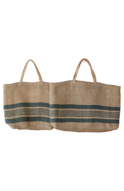 Will And Atlas Chelsea Wide Market Shopper Jute Tote In Natural/ Grey