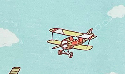 Shop Bellabu Bear Kids' Vintage Airplane Print Reversible Blanket In Light Blue With Planes