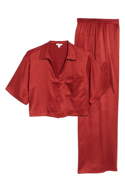 Shop Lunya High Waist Washable Silk Pajamas In Morana Crimson