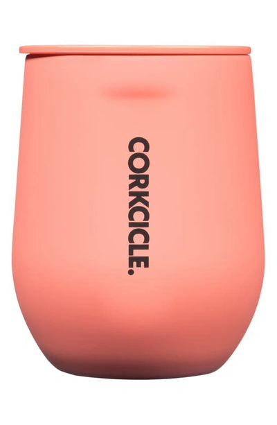 Shop Corkcicle 12-ounce Insulated Stemless Wine Tumbler In Coral