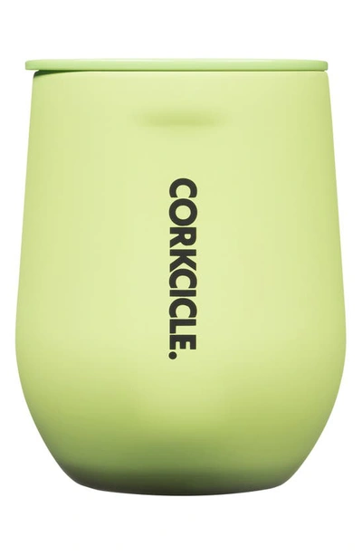 Shop Corkcicle 12-ounce Insulated Stemless Wine Tumbler In Citron