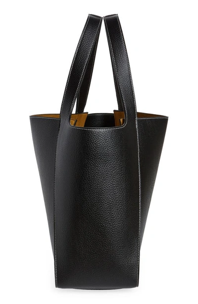 Shop Stella Mccartney Perforated Logo Faux Leather Tote In 1000 - Black