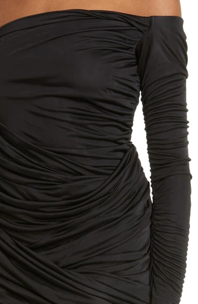 Shop Gauge81 Valmiera Off The Shoulder Ruched One-sleeve Minidress In Black