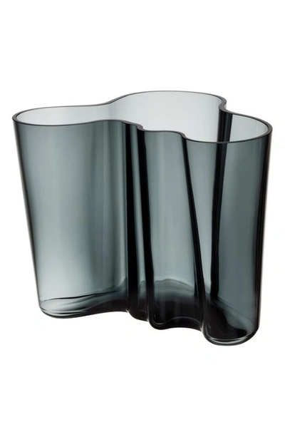 Shop Monique Lhuillier Waterford Iittala Alvar Aalto Glass Vase In Dark Grey