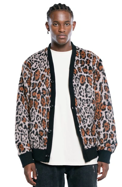Shop Pleasures Boozy Leopard Cardigan In Brown/ Multi