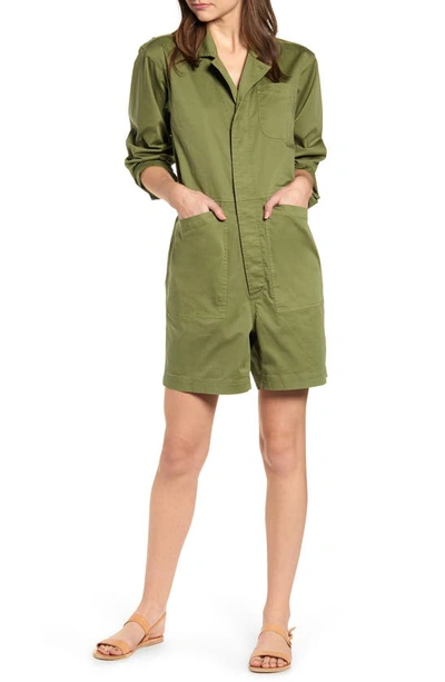 Shop Alex Mill Utility Stretch Cotton Romper In Army Olive