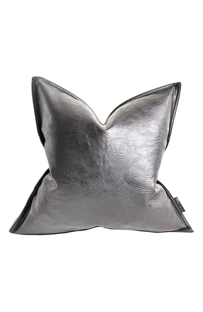 Shop Modish Decor Pillows Faux Leather Pillow Cover In Black Tones