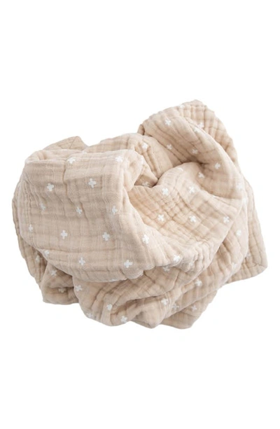 Little Unicorn Cotton Muslin Baby Quilt In Taupe Cross