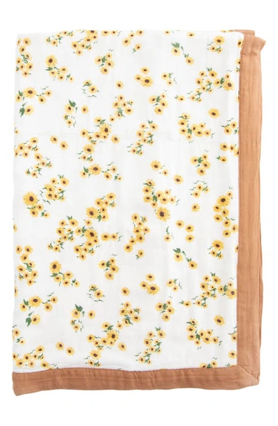 Shop Little Unicorn Deluxe Muslin Baby Receiving Quilt In Ditsy Sunflower