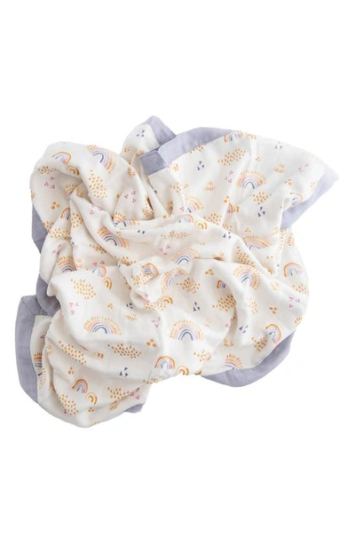 Shop Little Unicorn Deluxe Muslin Baby Receiving Quilt In Rainbows & Raindrops