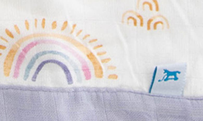 Shop Little Unicorn Deluxe Muslin Baby Receiving Quilt In Rainbows & Raindrops