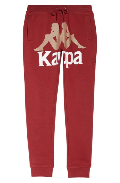 Shop Kappa Authentic Anvest Cotton Blend Sweatpants In Red Dk Dahlia