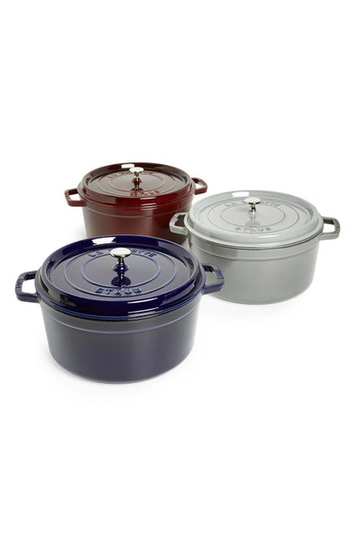 Staub Cast Iron 9 Quart Round Cocotte In Dark Blue