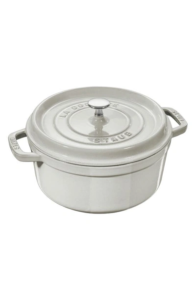Staub Cast Iron 5.5 Quart Round Cocotte In White Truffle
