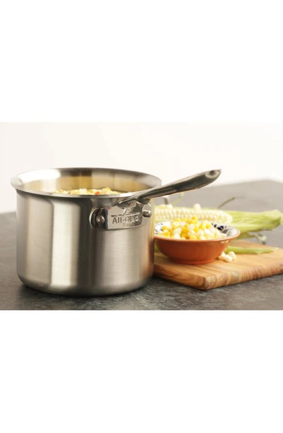 Shop All-clad D5 Stainless Brushed 5-ply Bonded 1.5-quart Sauce Pan With Lid In Silver