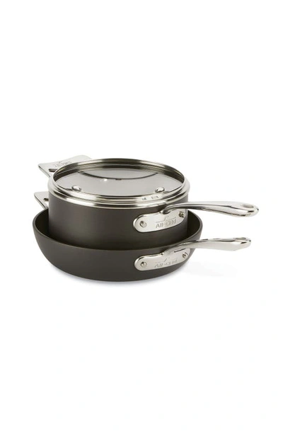Shop All-clad Hard Anodized Aluminum Nonstick Frying Pan, Saucepan & Trivet Set In Black