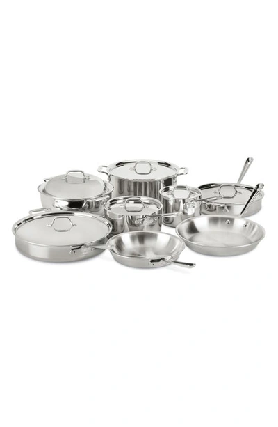 All-clad D3 14-piece Stainless Steel Cookware Set In Silver