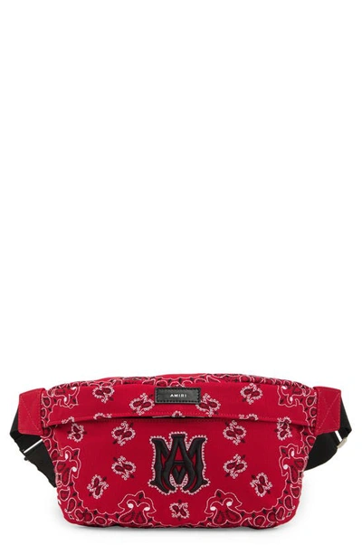 Shop Amiri Embroidered Bandana Belt Bag In Red