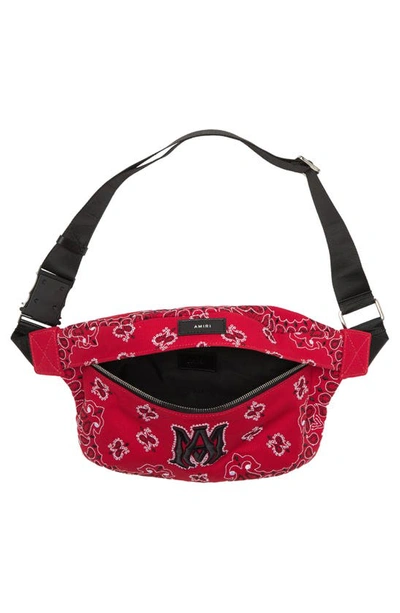 Shop Amiri Embroidered Bandana Belt Bag In Red