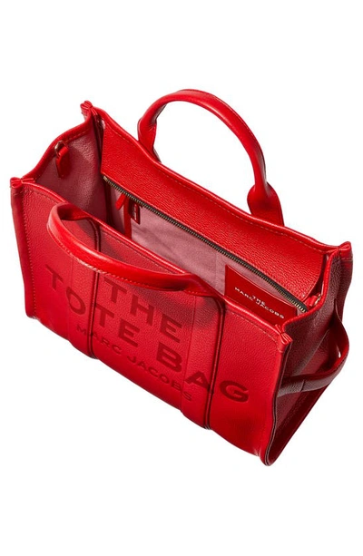 Shop Marc Jacobs The Leather Medium Tote Bag In True Red