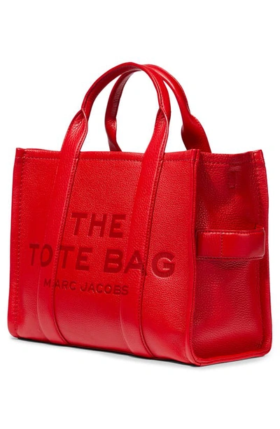 Shop Marc Jacobs The Leather Medium Tote Bag In True Red