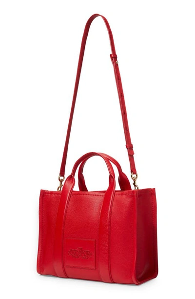Shop Marc Jacobs The Leather Medium Tote Bag In True Red