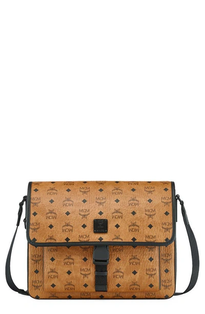 Shop Mcm Klassik Medium Messenger Bag In Cognac