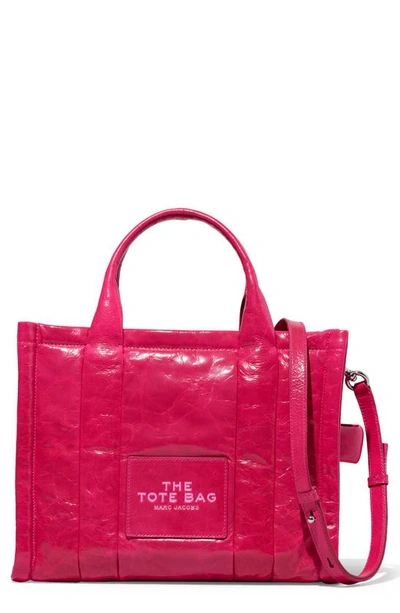 Marc Jacobs Medium The Shiny Crinkle Tote Bag In Magenta