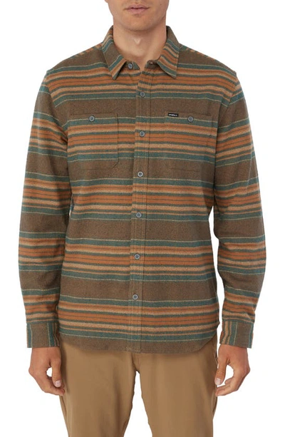 Shop O'neill Belmont Brushed Flannel Button-up Shirt In Dark Khaki