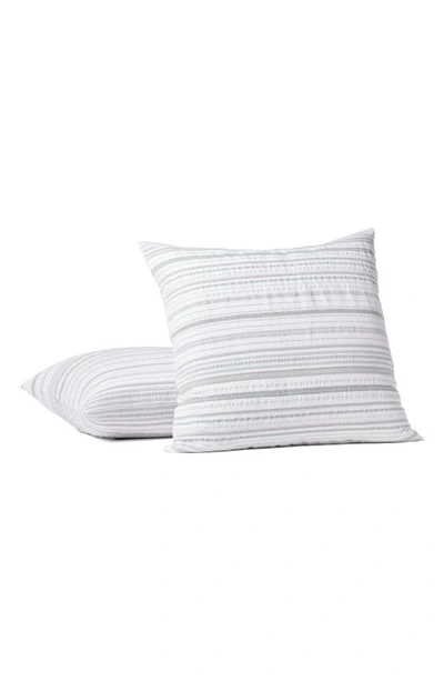 Shop Coyuchi Geo Cove Organic Cotton Sham In Alpine White W/ Sage