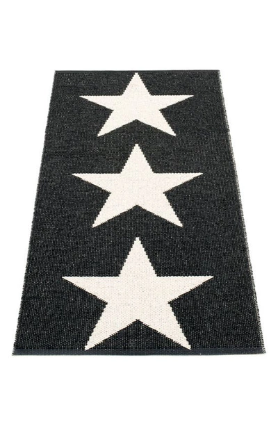 Shop Pappelina Viggo Star Pattern Indoor/outdoor Rug In Black