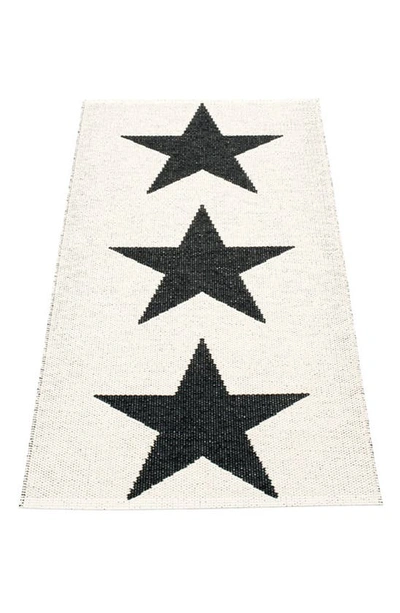 Pappelina Viggo Star Pattern Indoor/outdoor Rug In Black