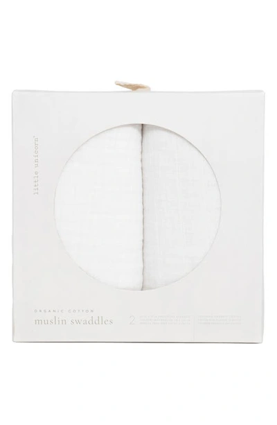 Little Unicorn 2-pack Muslin Swaddle Blanket In White