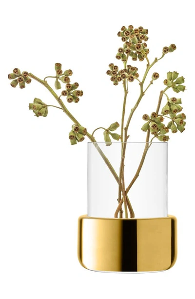 Shop Lsa Aurum Lantern/vase In Clear/ Gold