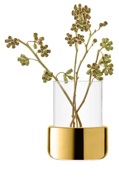 Shop Lsa Aurum Lantern/vase In Clear/ Gold