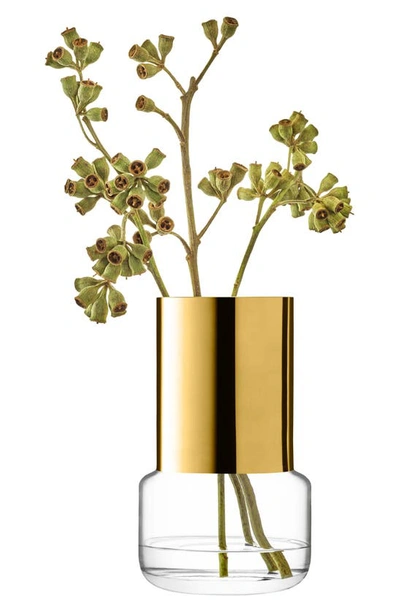 Shop Lsa Aurum Tealight/vase In Clear/ Gold